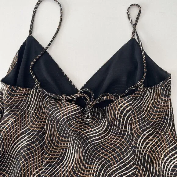 Vintage 90's Y2K Brown Whimsigoth Fairy Grunge Asymmetrical Hem Slip Dress Sz 4 - Picture 10 of 16